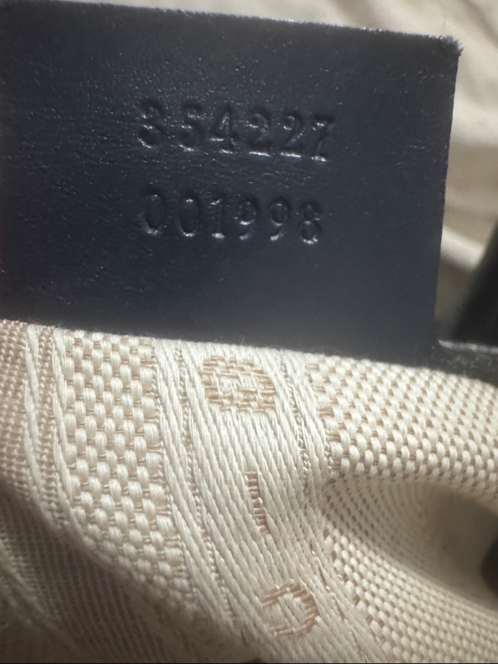 Authentic Gucci Bright Diamanté leather Boston bag in Navy Blue - Picture 11 of 14